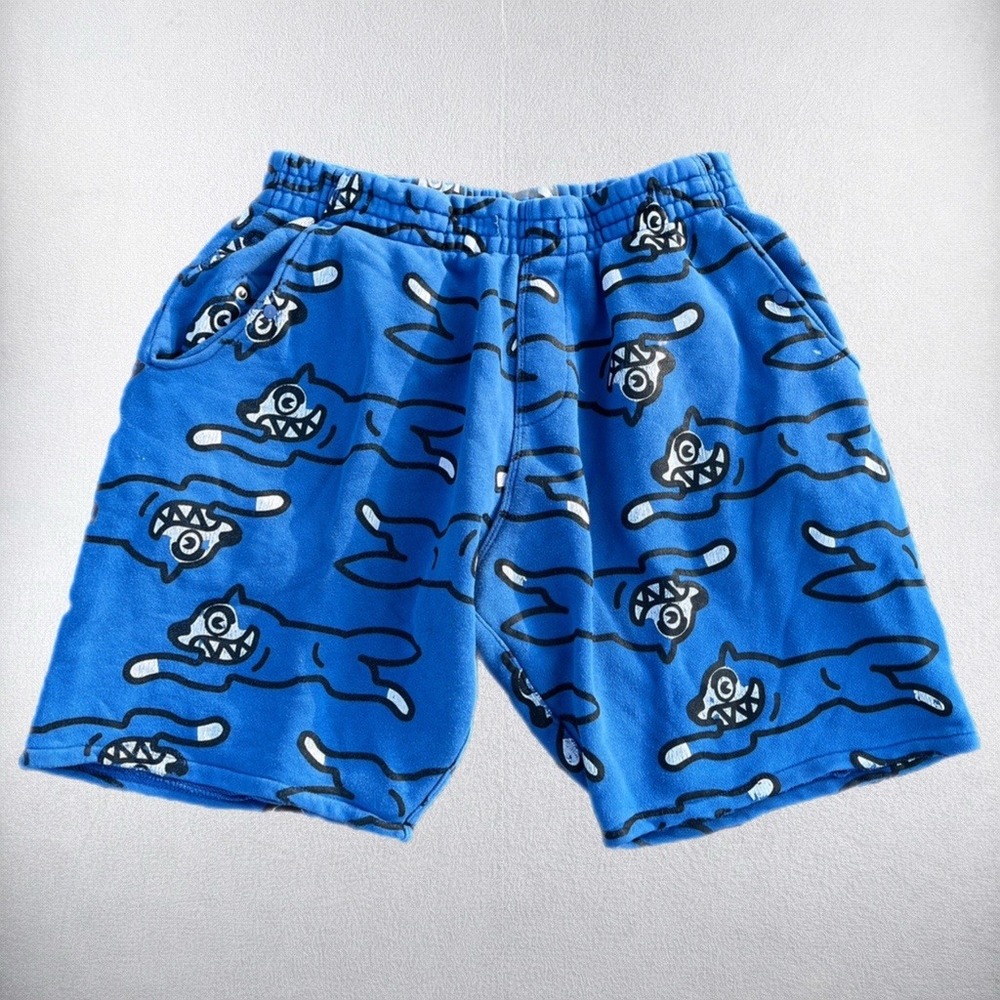 Icecream Shorts Mens Medium Blue Running Dog All Over Print Pull On Sweatshorts